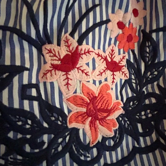 J Howard blue/white stripe cold shoulder dress - Picture 6 of 11